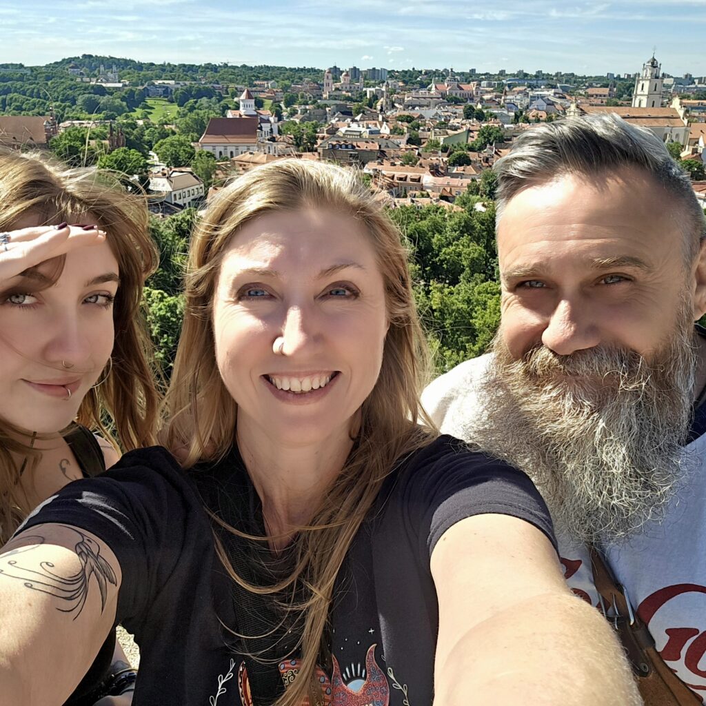 A rare selfie with all of us on the castle overlook.